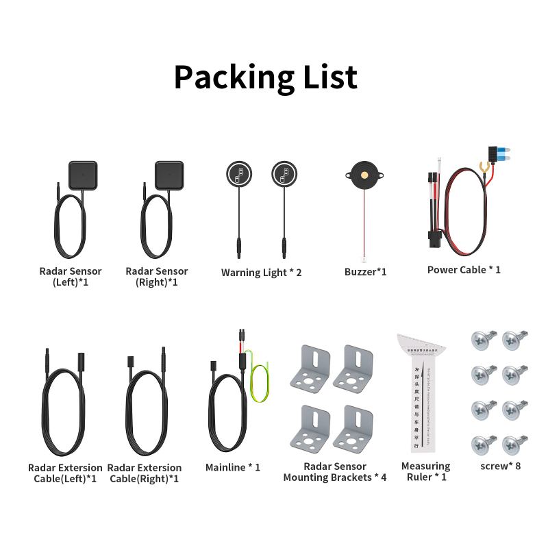 BSD holttér-monitorozó rendszer — 24 GHz radar, 50 m detektálási tartomány, sávváltás asszisztens, ajtónyitás figyelmeztetés, hátrameneti keresztirányú forgalom figyelmeztetés