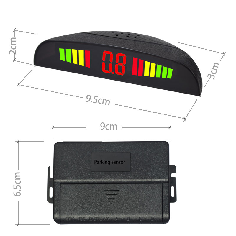 Radar za parkiranje autom s LED zaslonom, 4 sonde, model NY3016, glasovno ili zvučno upozorenje, napajanje 12V, domet 0.3-2.3 m, mogućnost privatne oznake