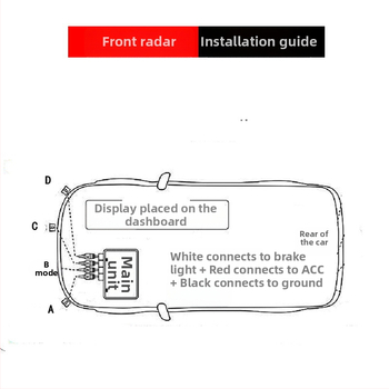 Priekšējais reversā radars ar balss signālu, 4 sensori, 12V, detekcijas diapazons 0,3–0,8 m, bez displeja