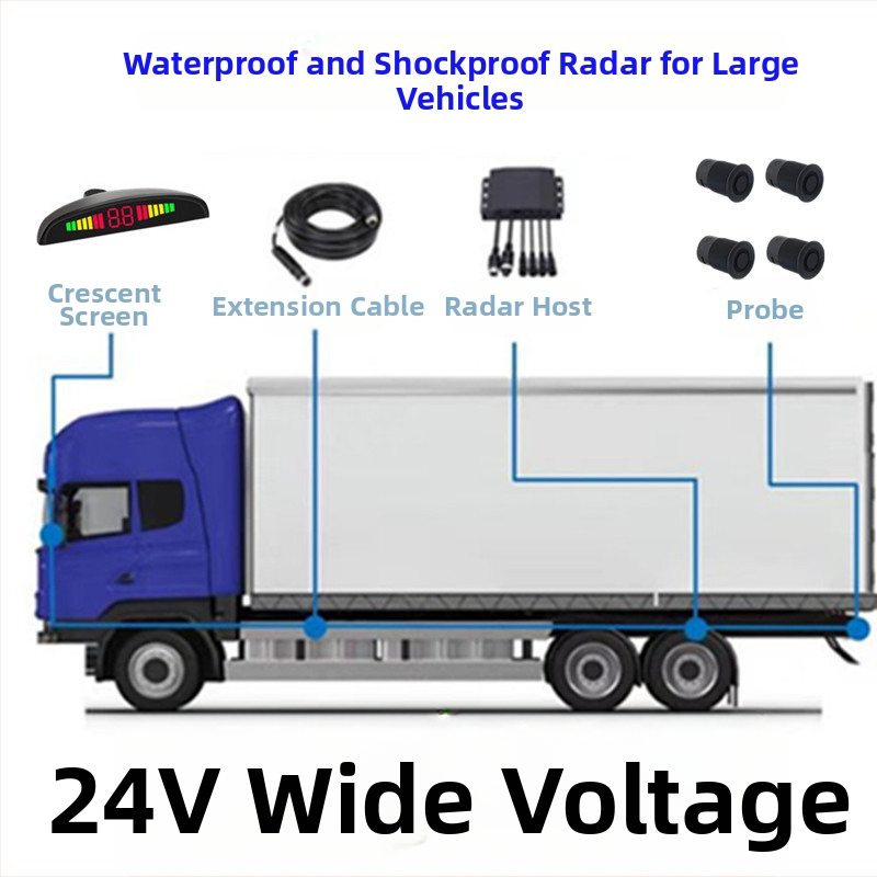 LED radar za vožnju unatrag za kamion (24V, model PZ316, domet detekcije 3 m, glasovno upozorenje, ABS kućište)