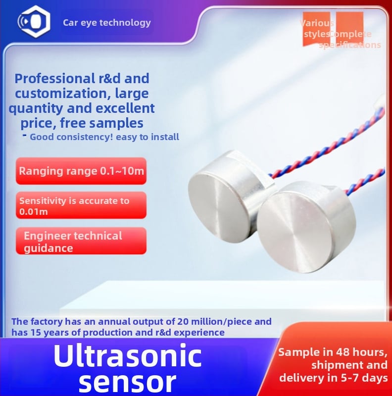 Car eye ultrahangos szenzor – alkalmazások: ipari termékek, intelligens autók, intelligens otthonok, tolató radar; érzékenység ≥200 μs; látószög 60±10°; válaszidő ≤1.2 ms