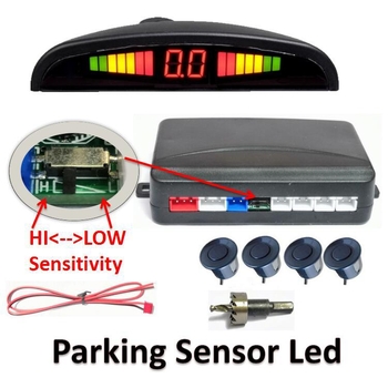 LED radar za vožnju unatrag, model Small Crescent, domet detekcije 0,3–2,5 m, napajanje 12 V, radna temperatura -40…+80 °C