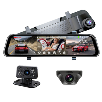Dash cam oglindă retrovizoare cu 4K, cameră de monitorizare a copiilor, ecran tactil de 12 inchi, unghi de vizualizare 170°, înregistrare traseu GPS, Wi-Fi