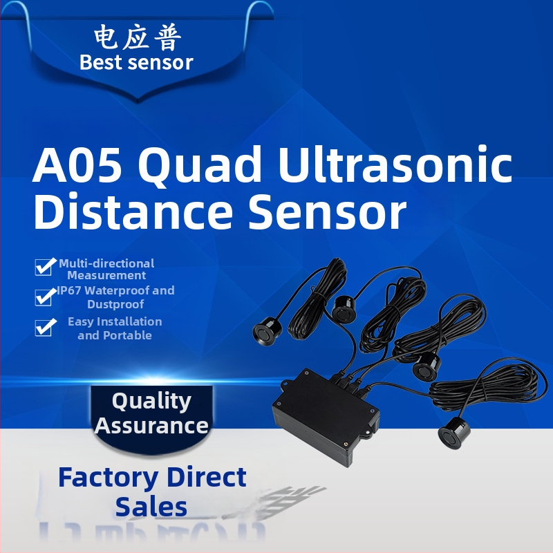 Ultraskaņas distances sensora ar četrmodulu dizainu, daudzvirzienu šķēršļu noteikšana un reversais radars robotauto, izmēri 88x50x32 mm