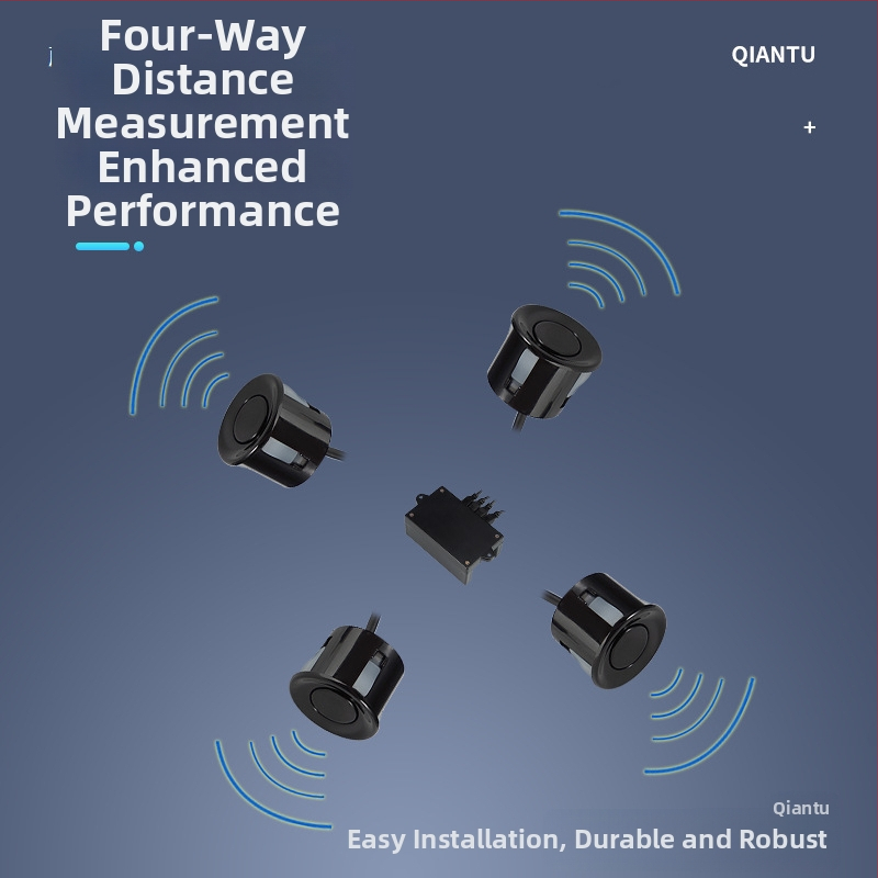 Ultraskaņas distances sensora ar četrmodulu dizainu, daudzvirzienu šķēršļu noteikšana un reversais radars robotauto, izmēri 88x50x32 mm