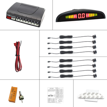 LED radar za pomoć pri parkiranju za vožnju unatrag s 8 sondi, 3-inčni digitalni zaslon, 12V napajanje, model PZ300-8
