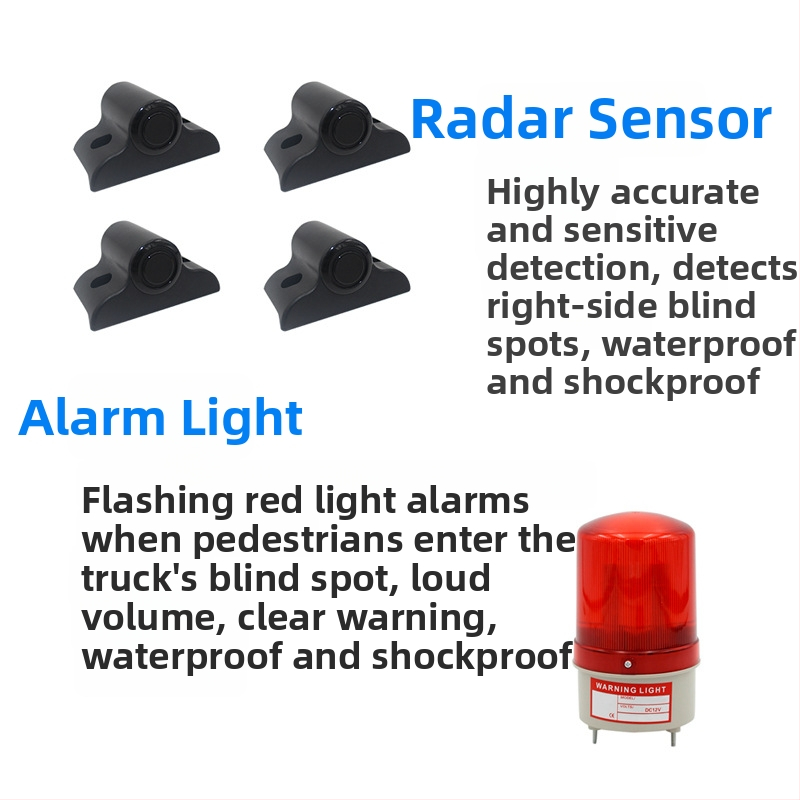 Dešiniojo šono vizualus atbulinis radaras, modelis PZ316-B, 4 zondai, aptikimo diapazonas 2,5 m, maitinimas 24V
