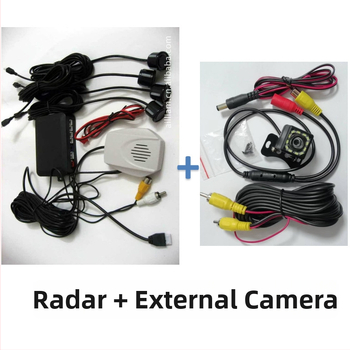 4 jutiklių vizualus atbulinis radaras su CCD kamera, aptikimo diapazonas 0,2–2,5 m, 12 V maitinimas, balso įspėjimas