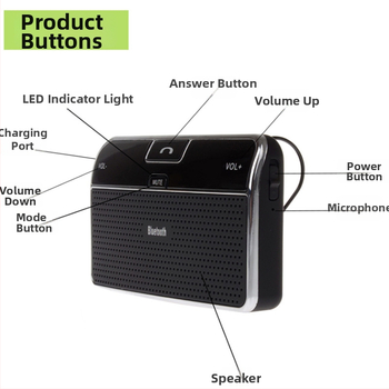 LD168 Bluetooth hands-free do auta, montáž na slnečnú clonu, bezdrôtový, vstup 3.7V, kompatibilný so všetkými telefónmi