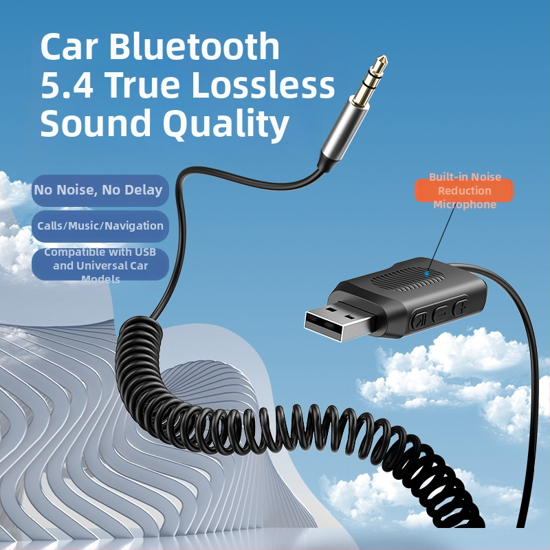 Automobilový Bluetooth hands-free prijímač s podporou USB disku, napájanie 5V, kábel 1.2 m, rozsah 20 Hz-20 kHz, hluk >90 dB