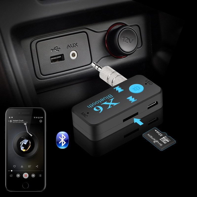 BTX6 Bluetooth automobilni adapter za AUX zvuk, TF karticu i 3,5 mm Bluetooth prijemnik