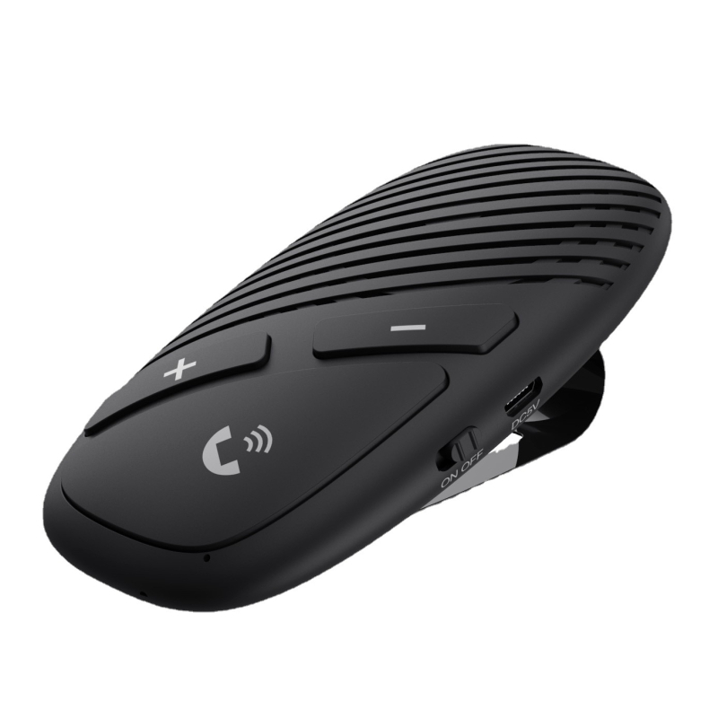 Bluetooth automobilinis laisvų rankų įrenginys, montuojamas ant saulės skydelio, kalbų keitimas, 1-to-2 imtuvas, universalus suderinamumas, įėjimo įtampa 5V