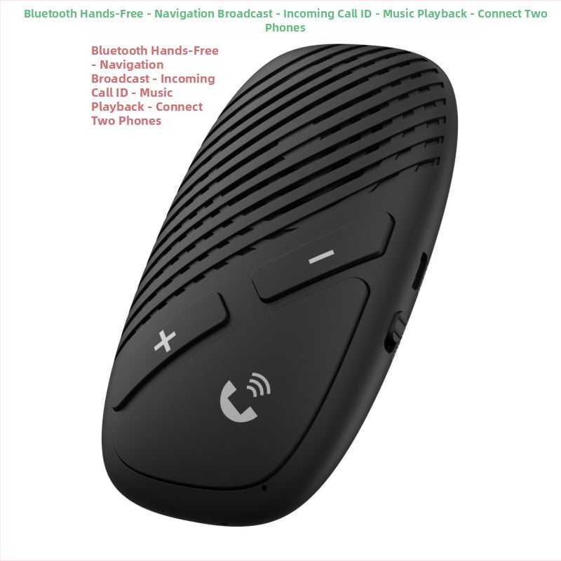 Bluetooth automobilinis laisvų rankų įrenginys, montuojamas ant saulės skydelio, kalbų keitimas, 1-to-2 imtuvas, universalus suderinamumas, įėjimo įtampa 5V