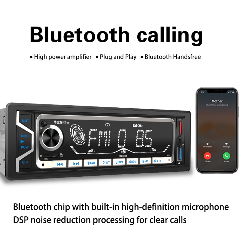 MP3 radio za automobil s velikim zaslonom, Bluetooth za hands-free pozive, USB punjenje, reprodukcija kartica i DSP automobilski zvuk