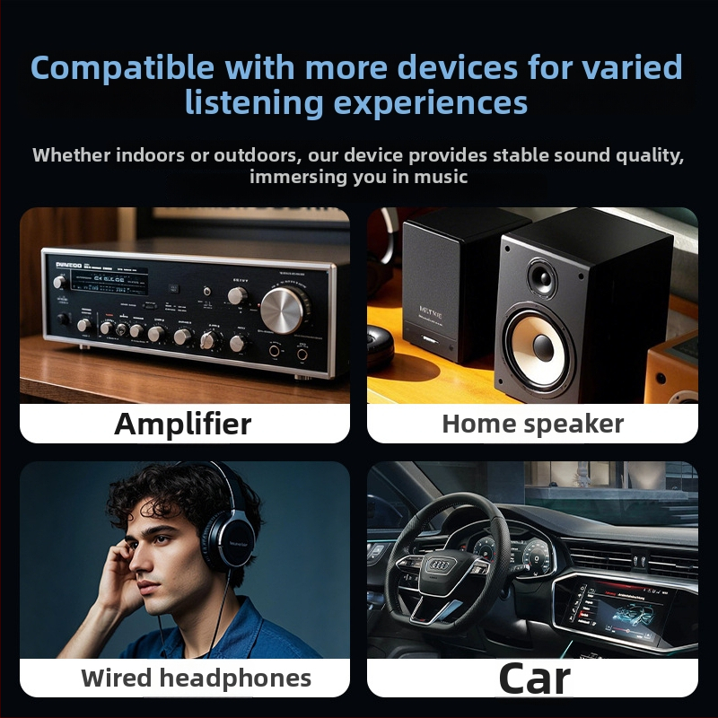 Automobilový Bluetooth prijímač A5R, Bluetooth 5.4, rozhranie 3,5 mm/Type-C, plug‑and‑play, externé napájanie, dosah až 20 m
