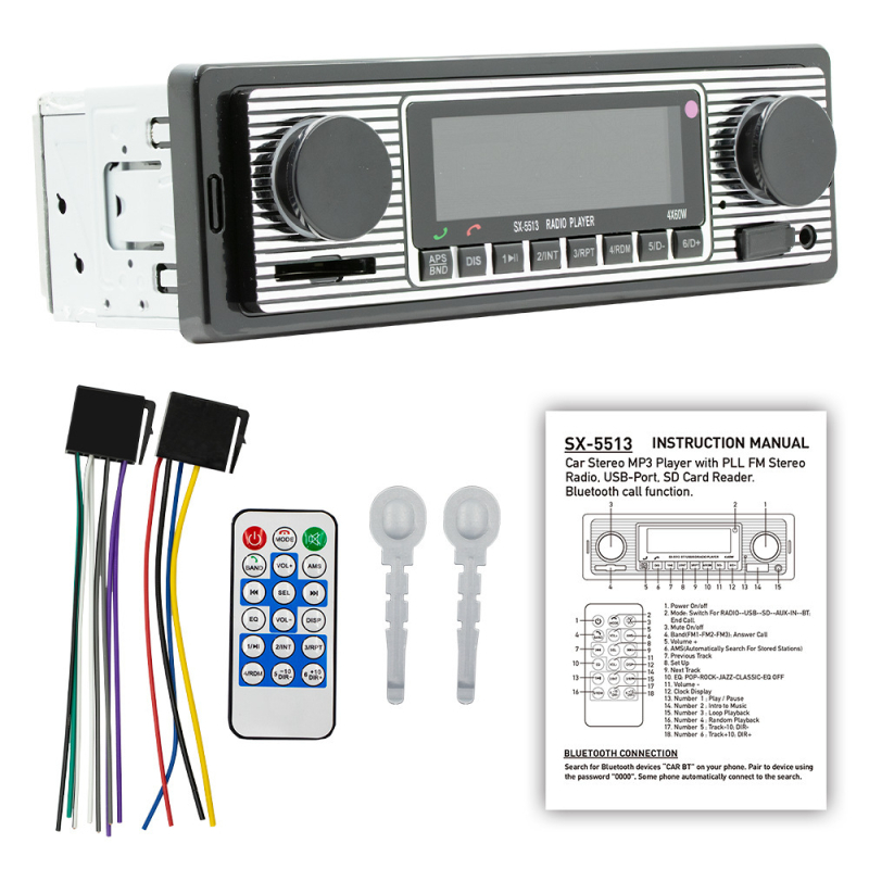 Auto MP3 player s napajanjem 12V, OLED zaslon, FM radio, MP3 reprodukcija putem USB/TF kartice, 128MB memorije