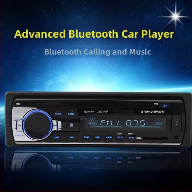 Bluetooth auto player, model JSD520; metalni i plastični dijelovi; težina 0,385 kg; bez memorije