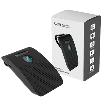 Bluetooth automobilių laisvų rankų įrenginys su montavimu ant saulės skydelio (5V įvestis, garsiakalbio išvestis, Siri palaikymas, skambučių balso transliavimas)