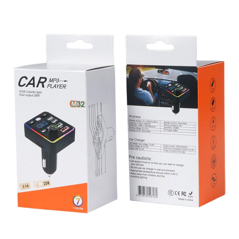 Auto Bluetooth FM transmiter M32 s digitalnim zaslonom, USB punjač za auto, napajanje 12-24V