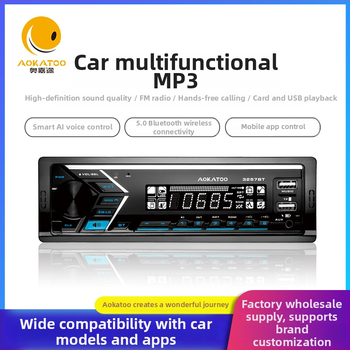 Bluetooth car MP3 prehrávač s FM rádiom, model 3257BT, napájanie DC12V, samostatné automobilové audio rozhranie, tlačené logo
