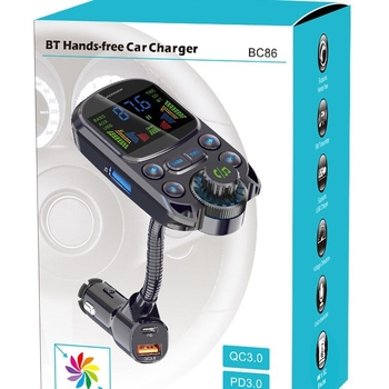 BC86 automobilinis Bluetooth laisvų rankų FM transliuotojas, 12V įvestis, diegimas į degiklio lizdą, CINCOTA