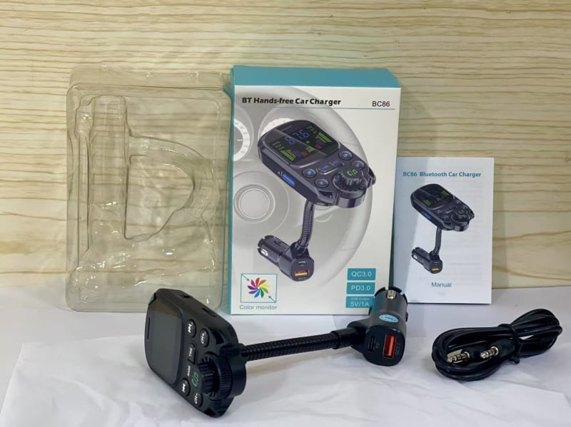 BC86 automobilinis Bluetooth laisvų rankų FM transliuotojas, 12V įvestis, diegimas į degiklio lizdą, CINCOTA