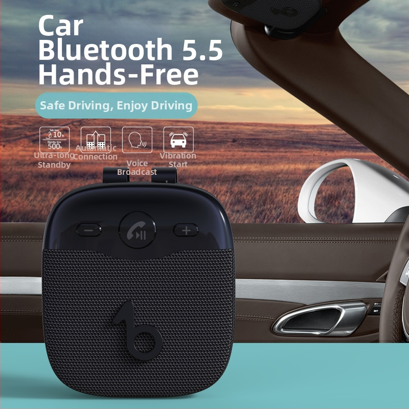 Bežični Bluetooth zvučnik za auto na parasolar s hands-free pozivima, Bluetooth 5.5, AUX ulaz 3,5 mm, Plug‑and‑Play