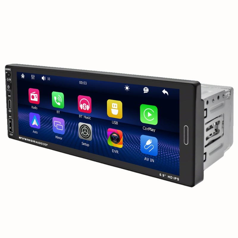 Kablirani CarPlay head unit za DIN jedne, MP5 player, Bluetooth, kapacitivni dodirni zaslon, USB prednji Type-C punjenje