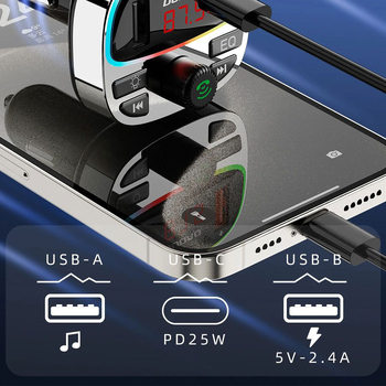 R2Pro+ automobil Bluetooth MP3 prijemnik s besprijekornim zvukom, PD brzo punjenje, OLED zaslon i FM radio, ulaz 12-24V