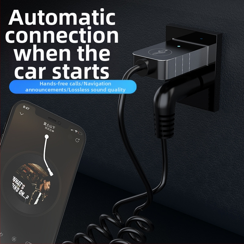 Automobilový Bluetooth prijímač s AUX, Bluetooth 5.0, Plug‑and‑Play, USB/3.5 mm rozhranie, dosah 10 m, model D08