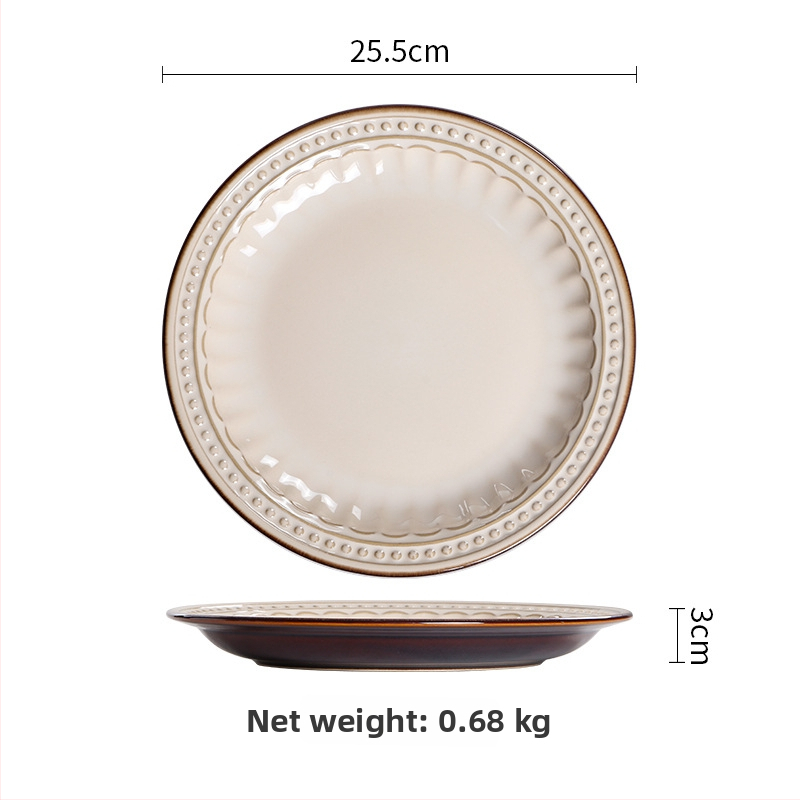 Чиния от порцелан, кръгла, модерен стил, микровълнова безопасна