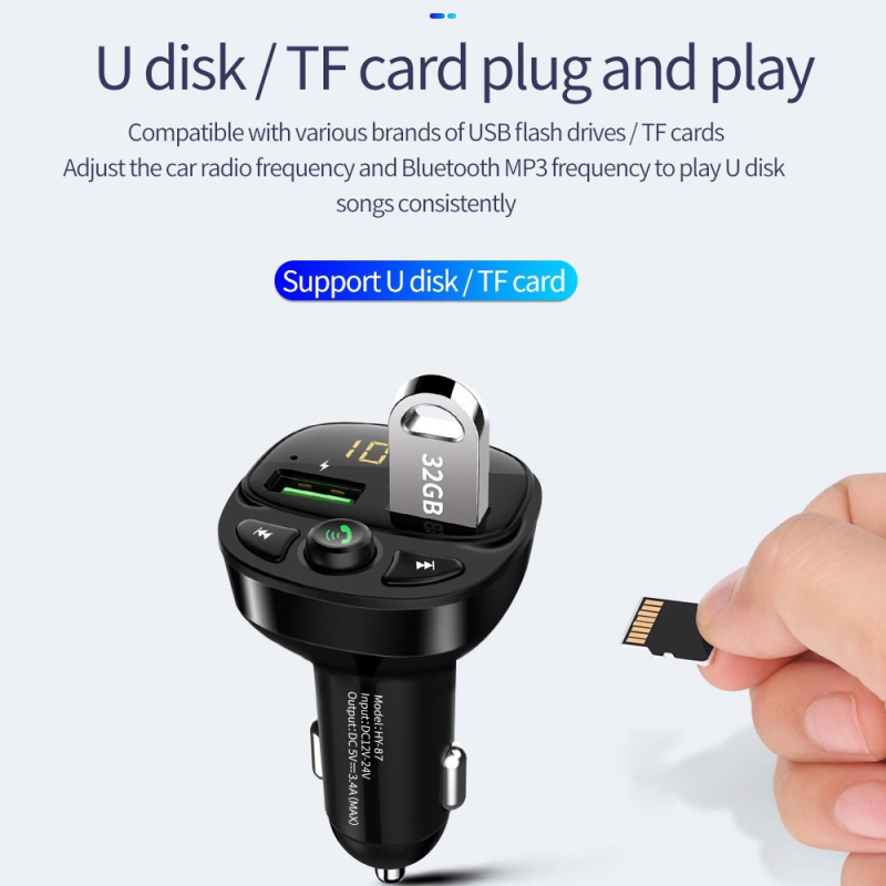 Automobilski Bluetooth prijemnik s MP3 reprodukcijom bez gubitka, FM transmiter, USB sučelje, napajanje iz upaljača 12–24V
