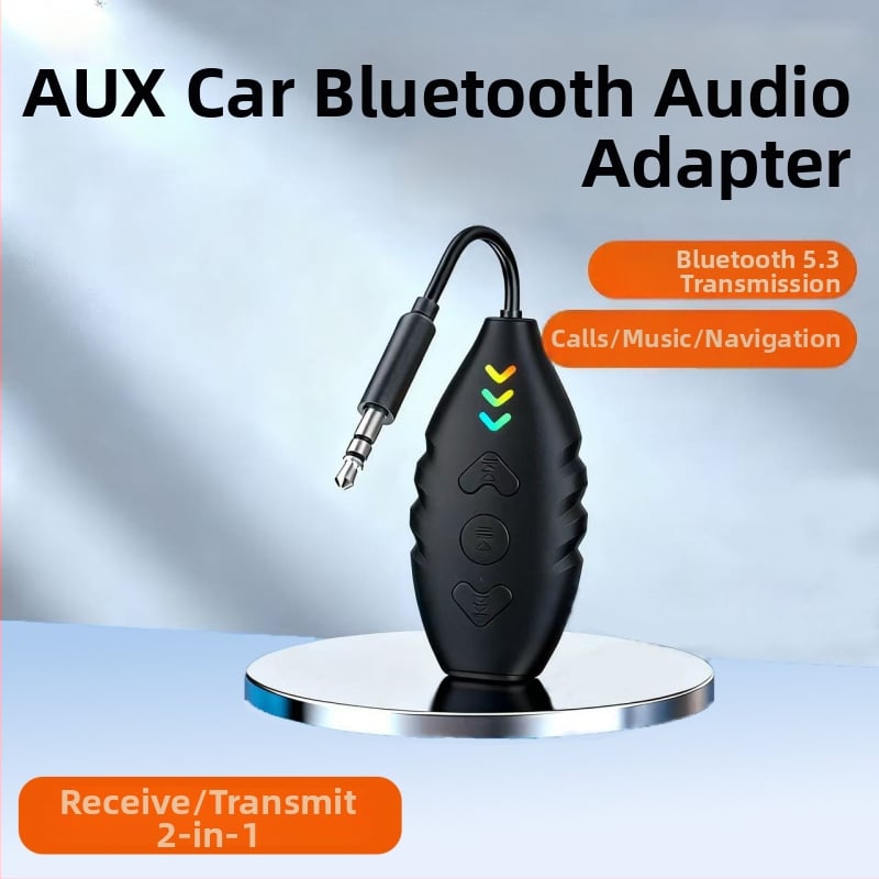 3-in-1 automobilių Bluetooth imtuvas ir siųstuvas su AUX garso adapteriu, Hands-Free skambučiai, Bluetooth 5.3, 5–12 V, 3,5 mm garso jungtis, 2,4 GHz