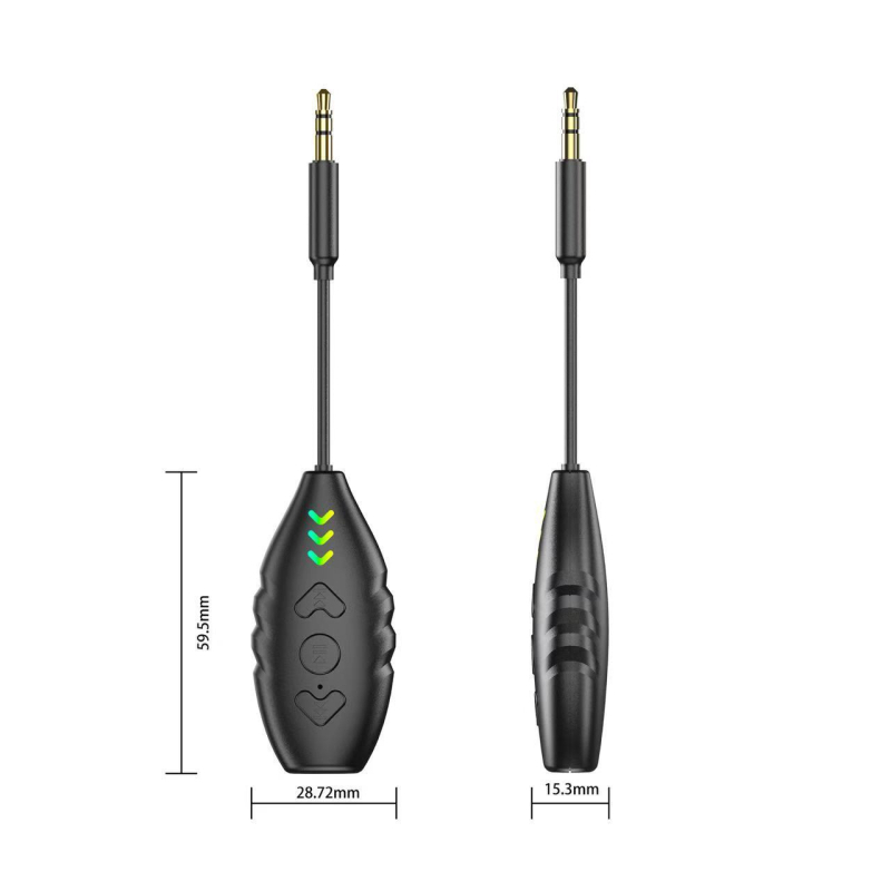 3-in-1 automobilių Bluetooth imtuvas ir siųstuvas su AUX garso adapteriu, Hands-Free skambučiai, Bluetooth 5.3, 5–12 V, 3,5 mm garso jungtis, 2,4 GHz