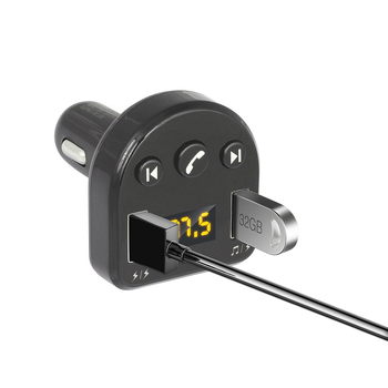 T852 Bluetooth automobilinis laisvų rankų FM transliuotojas su dvejais USB įkrovikliais, įėjimas 12-24V, dažnio diapazonas 87,5–108MHz