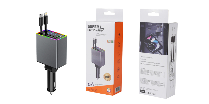 Încărcător auto cu receptor USB Bluetooth, model M38, 12–24V, interfață USB, funcție FM