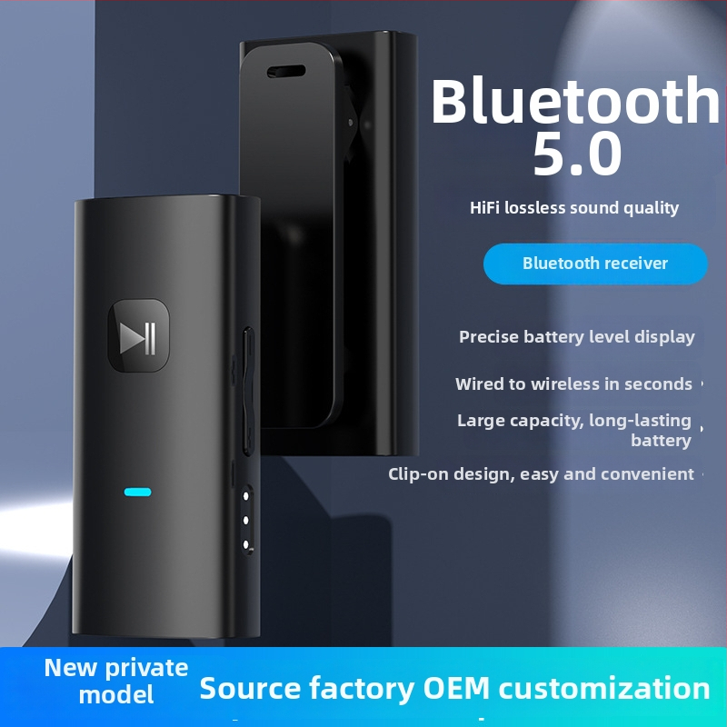 Bluetooth audio prijemnik s 3,5 mm sučeljem, kopča za ovratnik, Plug & Play, Bluetooth 5.0, domet 10 m