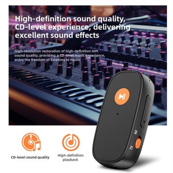 Bluetooth адаптер за кола — двуфункционален приемник и предавател, Hands-Free, Bluetooth 5.3, 3,5 мм, Plug-and-Play, обхват 10 м (Bluetooth 5.3; 3,5 мм; 10 м; 2-in-1; Plug-and-Play)