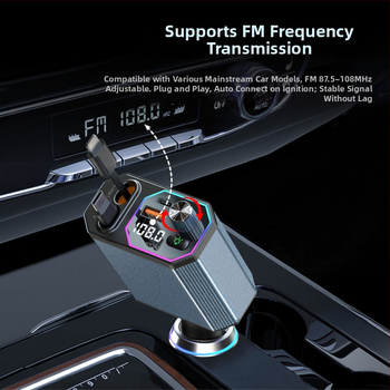 A28 digitálny displej auto nabíjačka USB 12-24V FM rádio