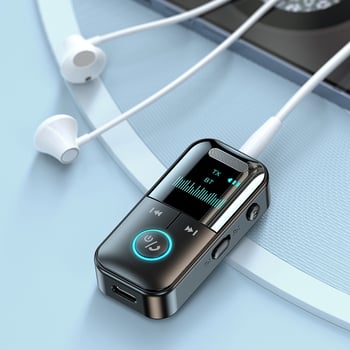 4-в-1 GT69 Bluetooth 5.4 предавател/приемник с дисплей за автомобил и компютър – Plug-and-Play, обхват 10 м, скорост на трансфер 2.4