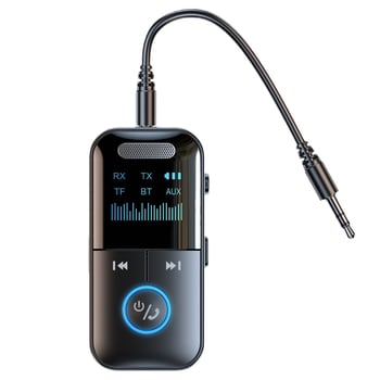 4-в-1 GT69 Bluetooth 5.4 предавател/приемник с дисплей за автомобил и компютър – Plug-and-Play, обхват 10 м, скорост на трансфер 2.4