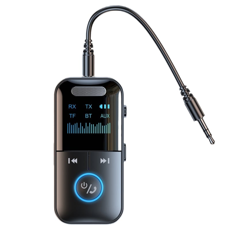 4-в-1 GT69 Bluetooth 5.4 предавател/приемник с дисплей за автомобил и компютър – Plug-and-Play, обхват 10 м, скорост на трансфер 2.4