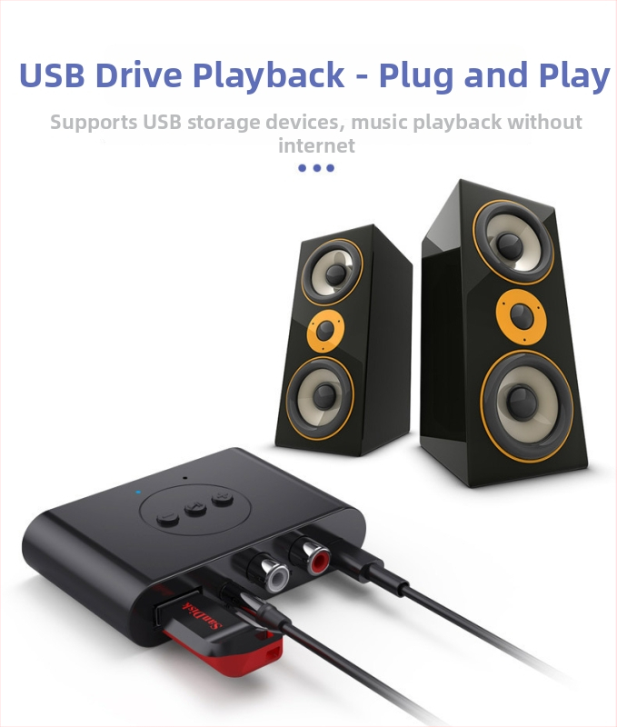 Automobilski Bluetooth prijemnik za glazbu - Bluetooth 5.2, sučelja 3.5 mm/RCA/USB, Plug-and-Play, vanjsko napajanje