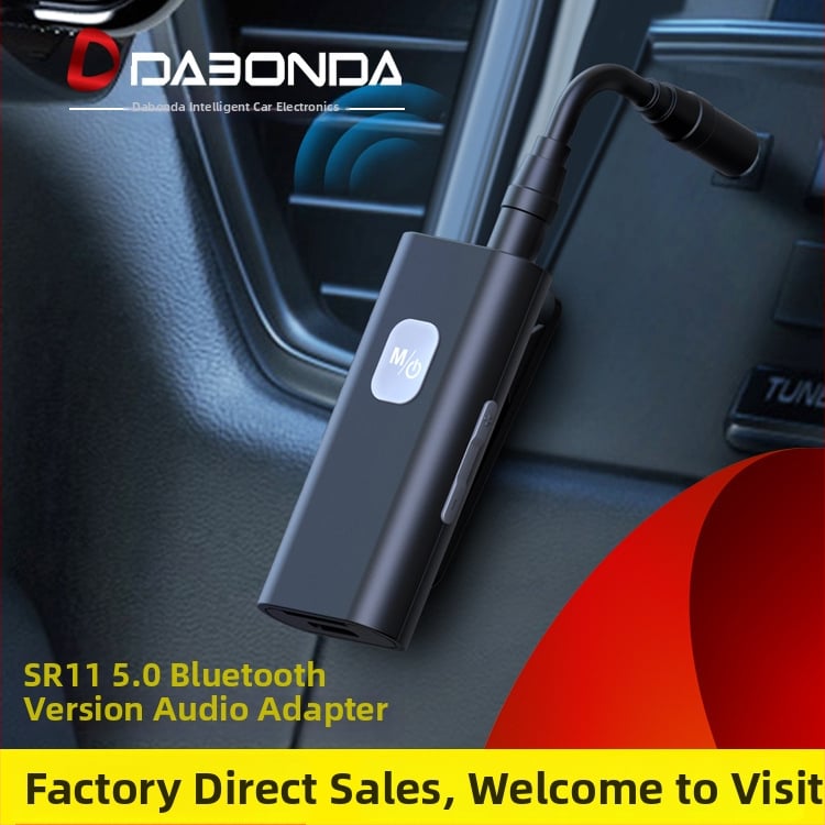 SR11 Bluetooth automobilinis imtuvas, belaidė AUX 3.5mm garso, 5V įvestis, 10 cm kabelis, dažnių atsakas 24MHz
