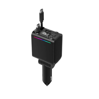 Automobilinis Bluetooth MP3 grotuvas su FM siųstuvu, PD greitas įkrovimas USB įkroviklis, ištraukiamas dvigubas kabelis, cigarečių degiklio adapteris