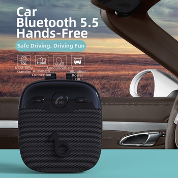 Bluetooth automobilio Hands-Free rinkinys montuojamas ant saulės skydelio — įėjimas 5V DC, 8W garsiakalbis, 2.4–2.48 GHz