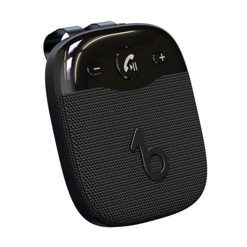 Bluetooth automobilio Hands-Free rinkinys montuojamas ant saulės skydelio — įėjimas 5V DC, 8W garsiakalbis, 2.4–2.48 GHz