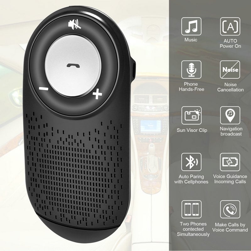 Automobiliniam saulės skydeliui Bluetooth imtuvas su MP3 Hands-Free, 4.1 aukštas patikimumas (12V, ISM 2.4–2.48 GHz, 3W garsiakalbis, stiprus mikrofonas)