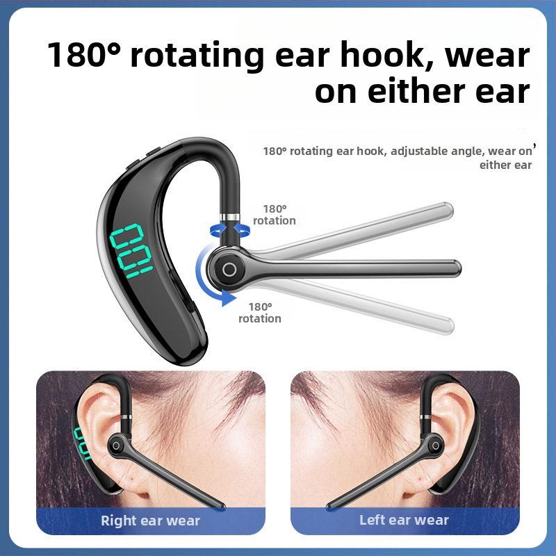 Căști Bluetooth wireless cu suport pentru ureche, izolare fonică, Bluetooth 5.3, rază de până la 10 m, autonomie peste 8 ore