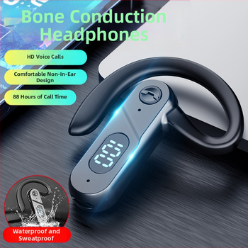 V28 Bežične slušalice za koštanu kondukciju, glasovna kontrola, dizajn na uho, BT 5.0, doseg 10 m, IPX4, digitalni zaslon baterije, više od 8 h